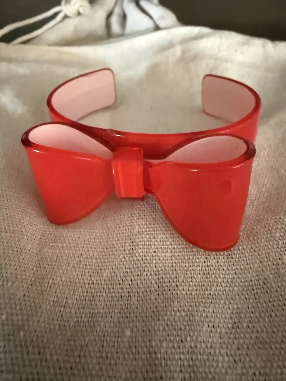 Vintage Red Bow Bangle Bracelet Red RARE